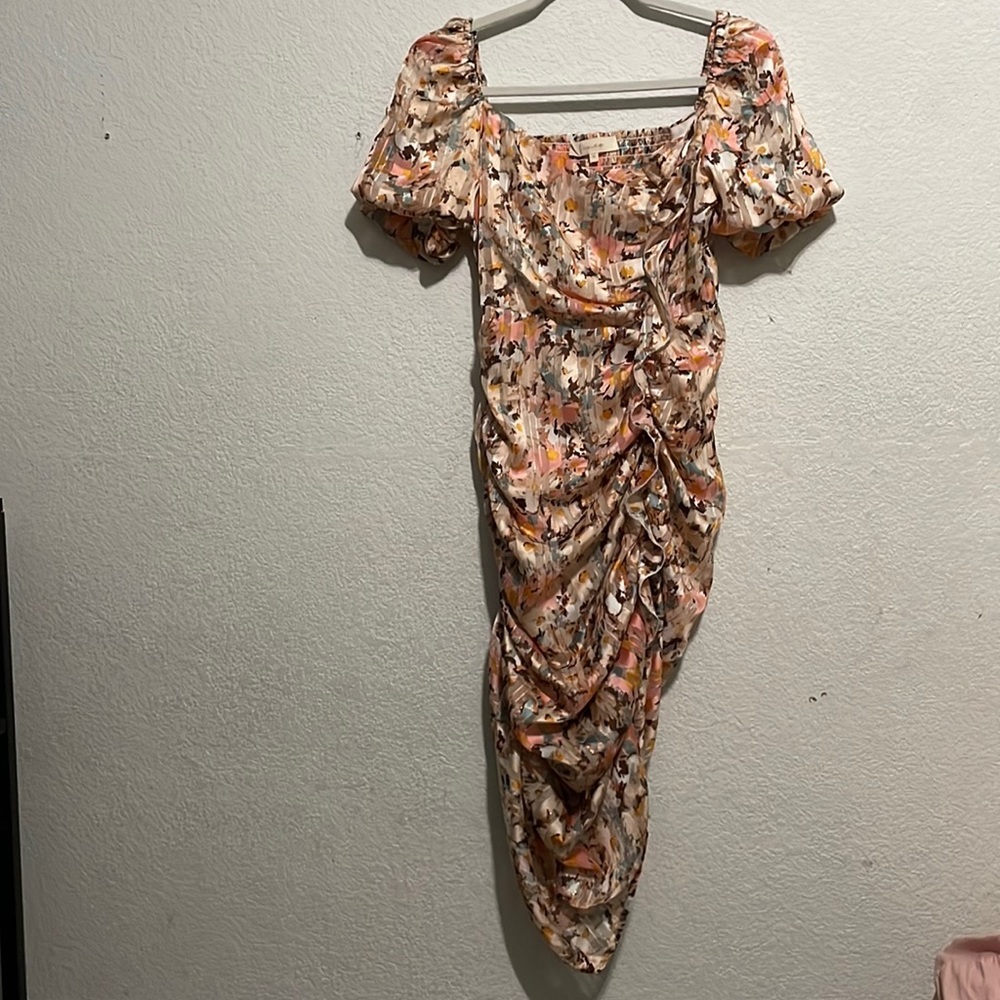 Floral Asymmetrical Ruched Dress